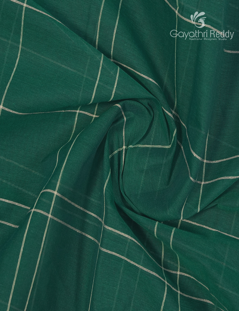 Pure Kanchi Cotton Saree in Rama Green