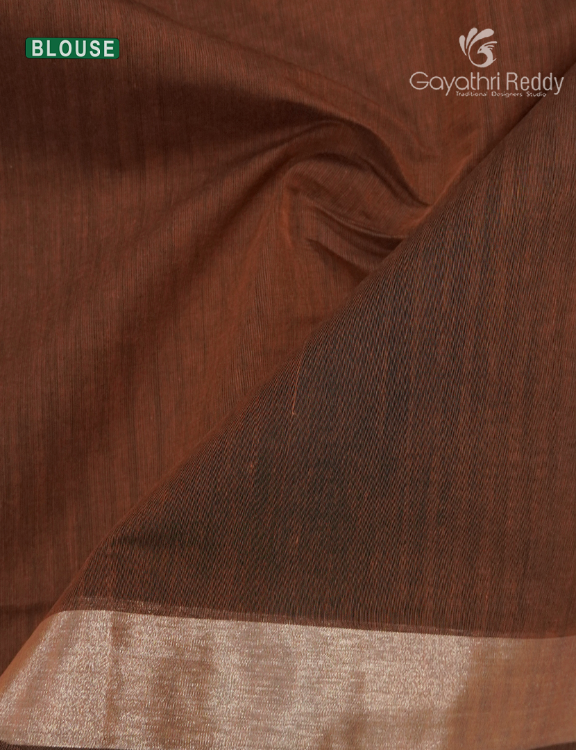 Pure Kanchi Cotton Saree in Brown and Deep Brown
