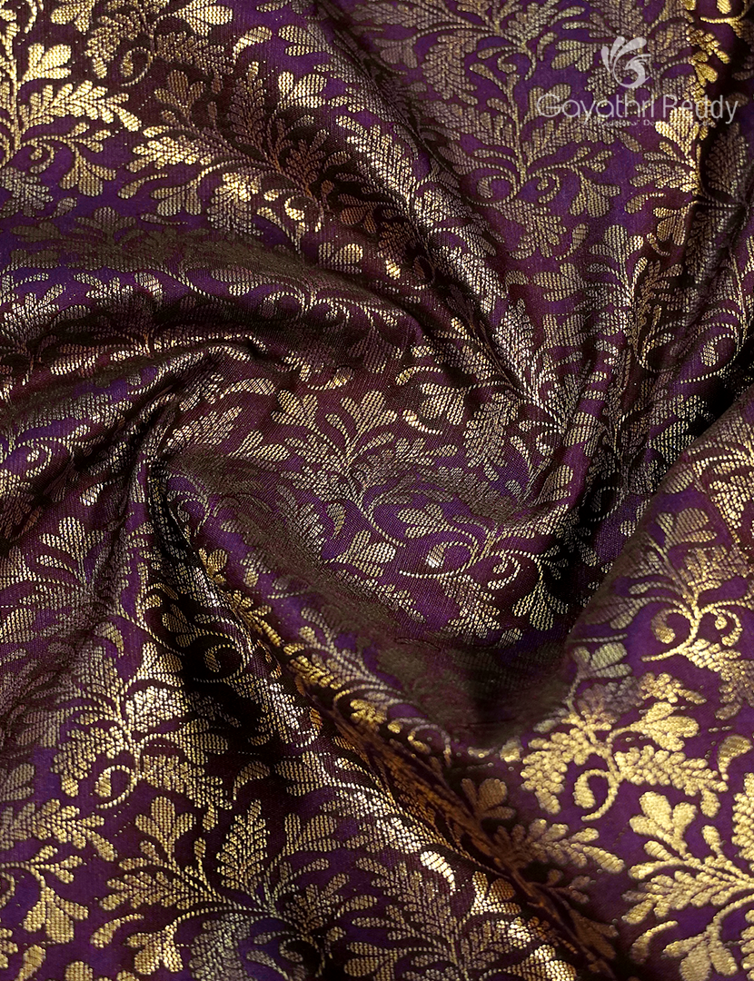 Semi Kanchipuram Silk Saree in Deep Violet