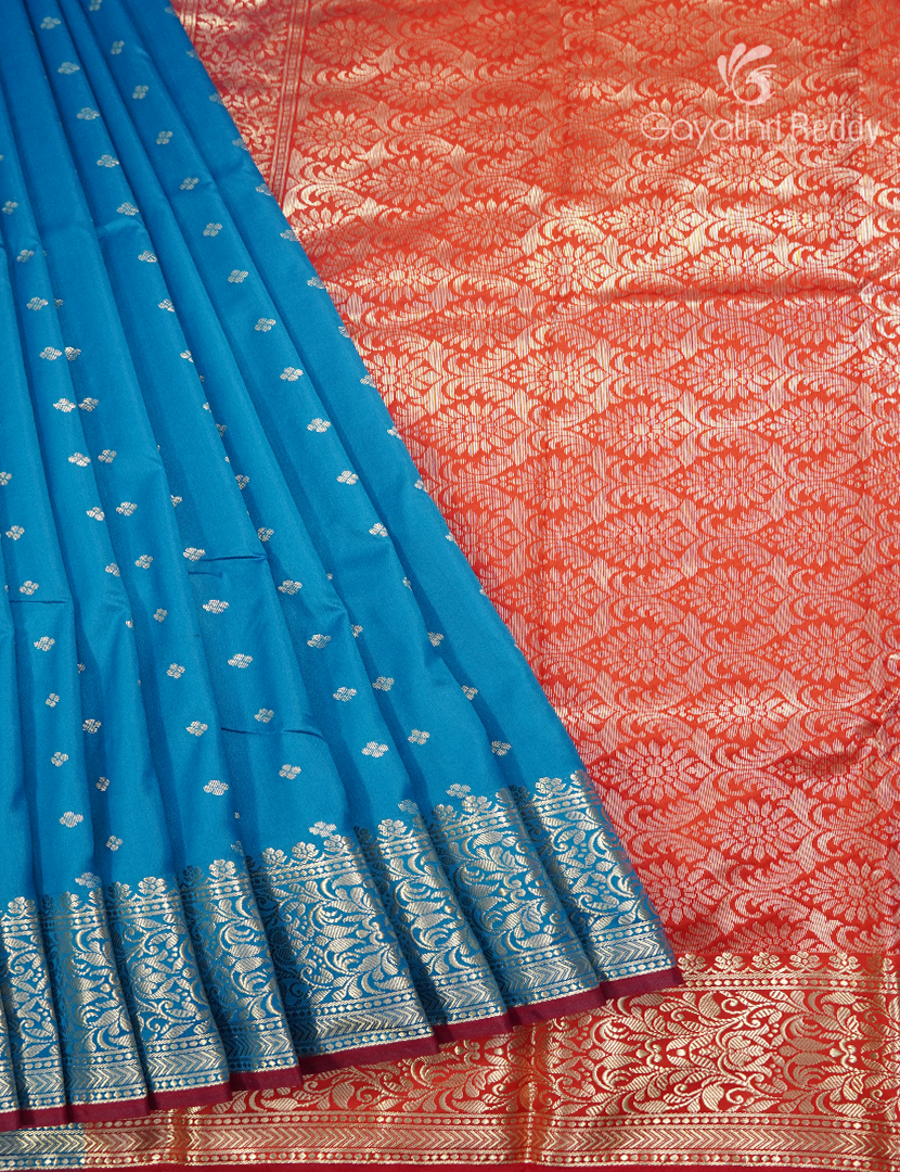 Semi Banaras Katan Silk Saree in Sky Blue