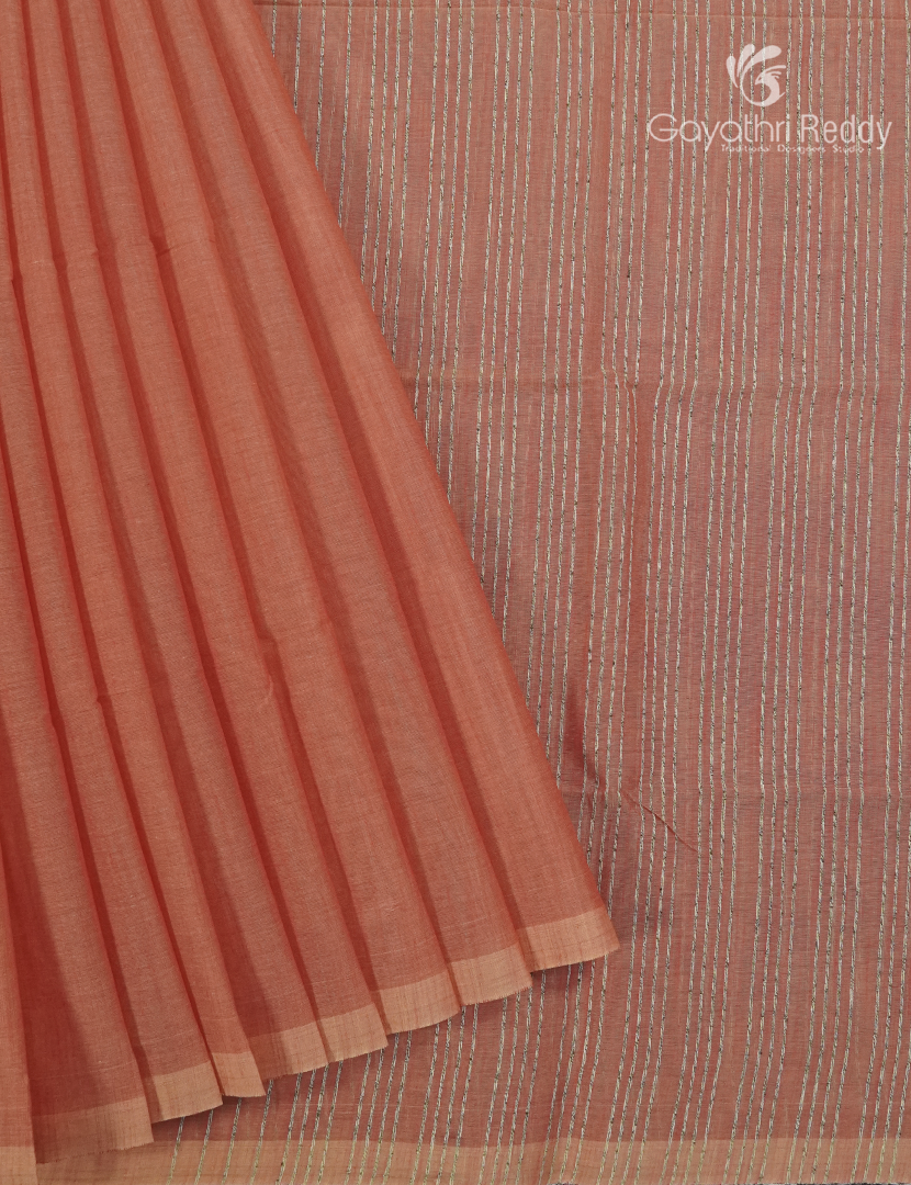 Pure Handloom Cotton Saree in Peach
