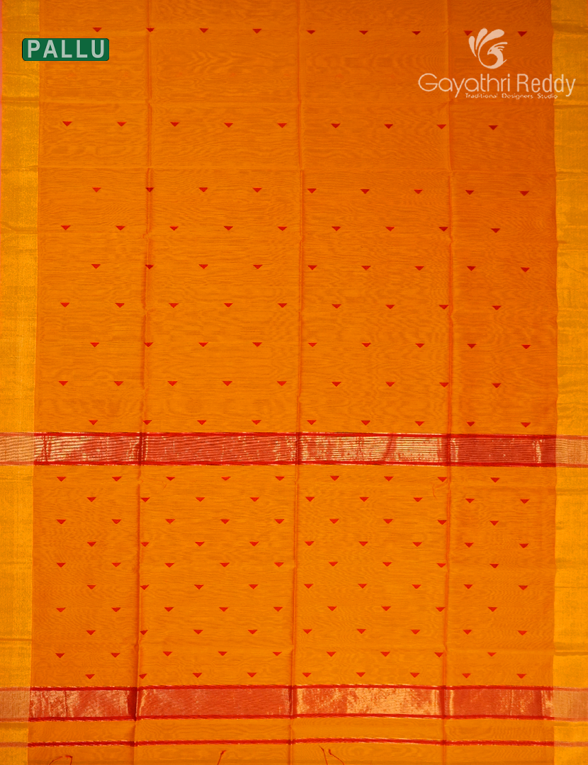 Pure Chanderi Sico Saree in Tangarine
