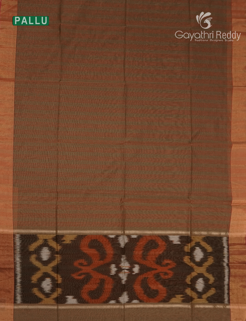 Semi Ikat Sico Saree in Brown