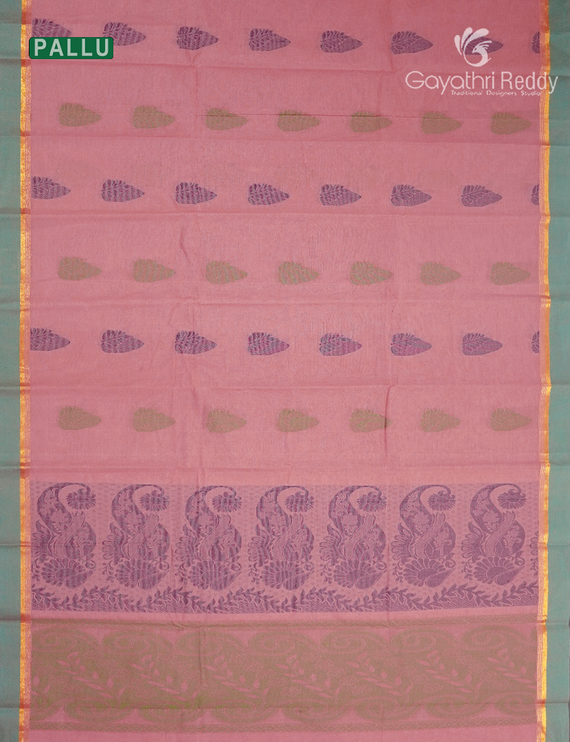 Pure Kanchi Cotton Saree in Baby Pink