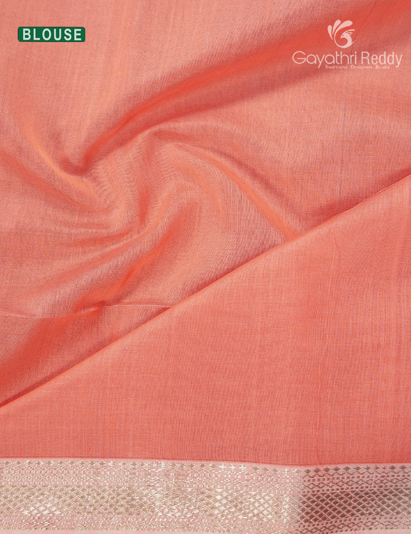 Pure Chanderi Sico Saree in Pastel Peach