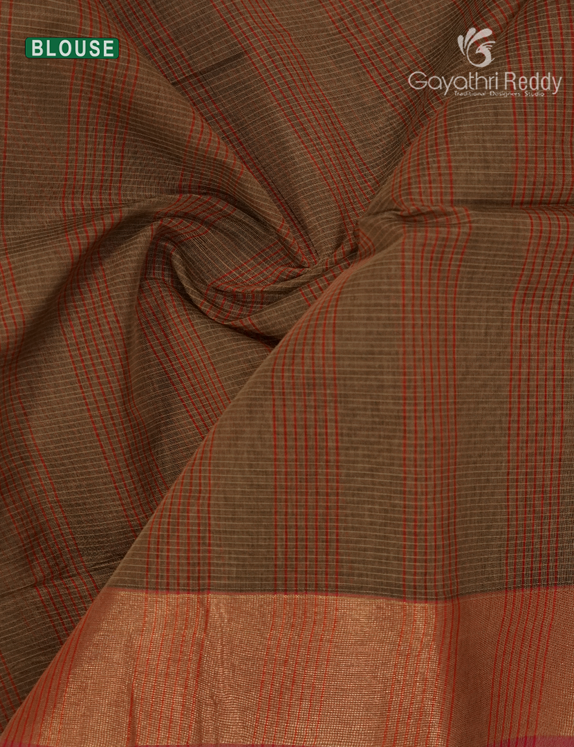 Semi Ikat Sico Saree in Brown