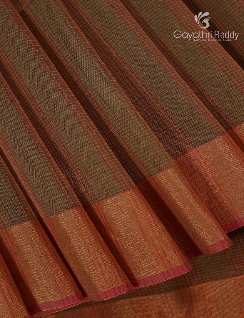 Semi Ikat Sico Saree in Brown