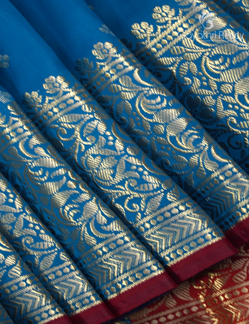 Semi Banaras Katan Silk Saree in Sky Blue