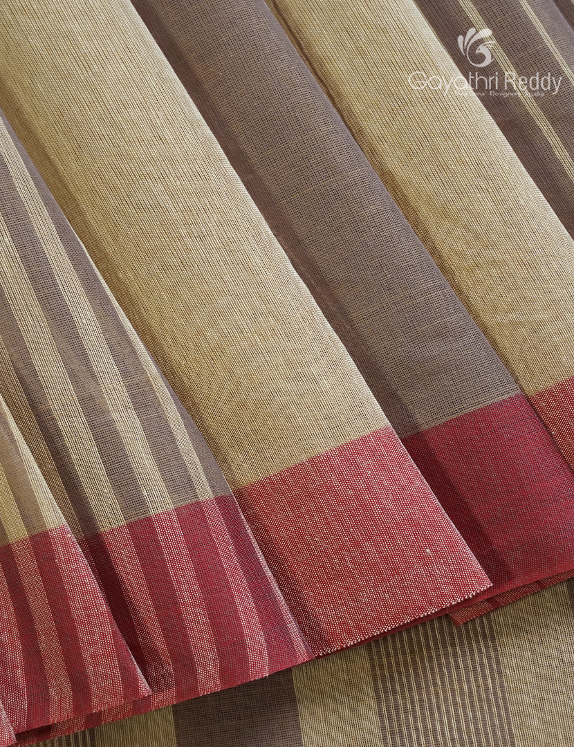 Pure Handloom Cotton Saree in Beige