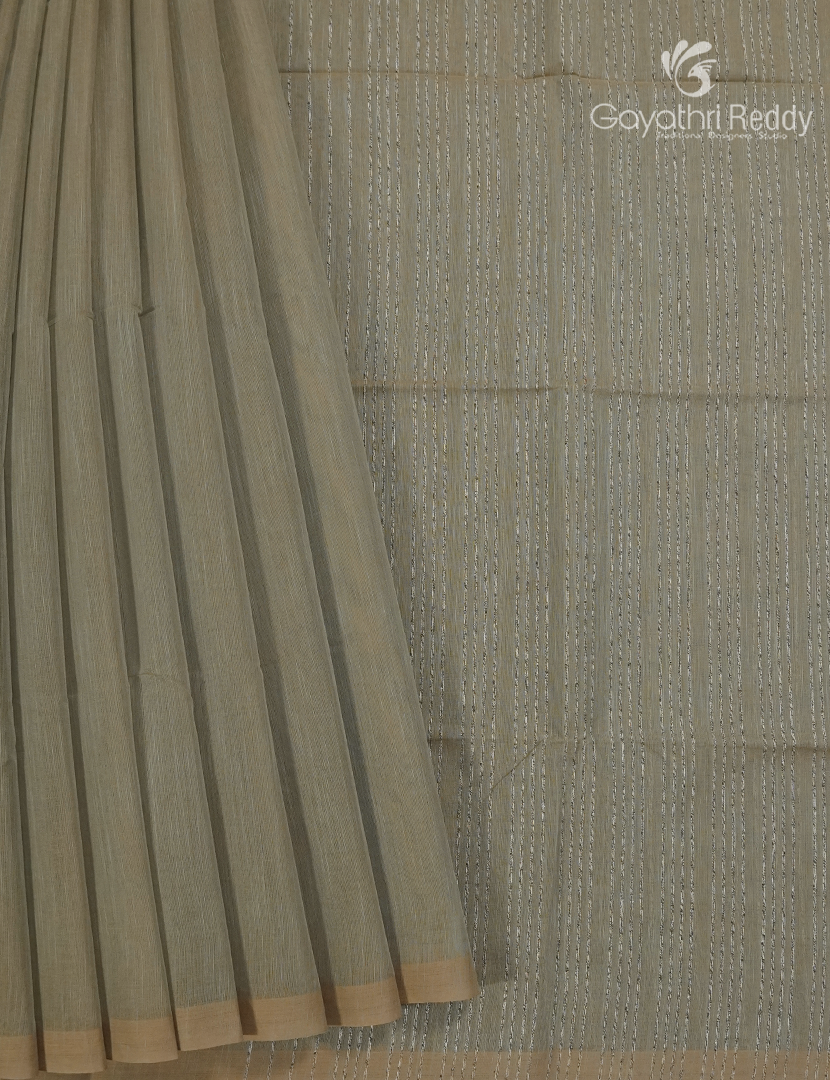 Pure Handloom Cotton Saree in Grey