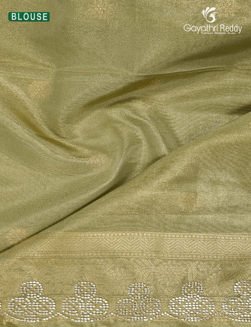Semi Kanchipuram Silk Fancy Saree in Mehendi Green