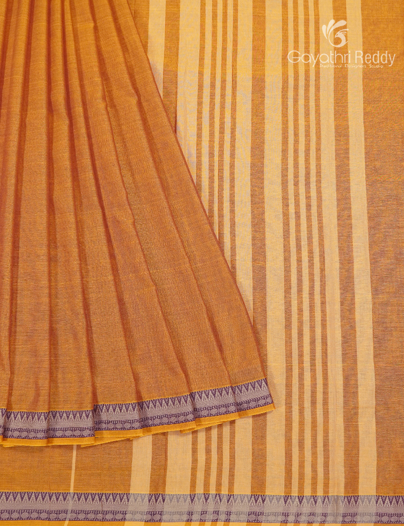 Pure Narayanpet Cotton Saree in Deep Mustard