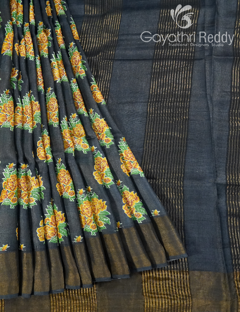 PURE DESI TUSSAR PRINTED SAREE-TS1572