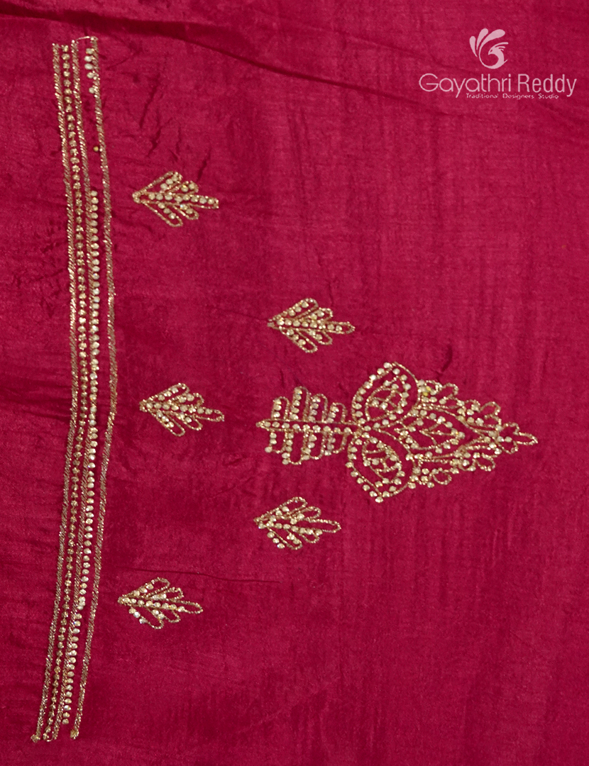 Semi Dupion Silk Saree in Rani Pink