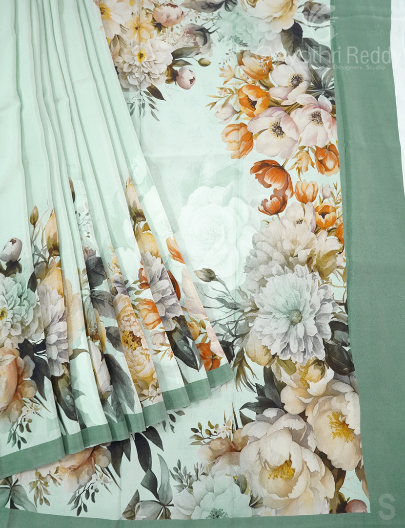 PURE CRAPE PRINTED SAREE-PCP7