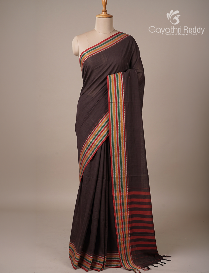 Pure Narayanpet Cotton Saree in Deep Plum
