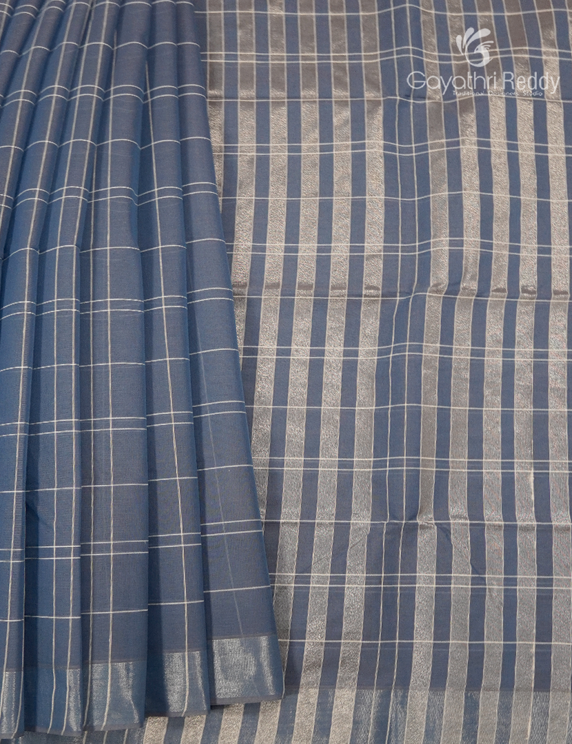 Pure Kanchi Cotton Saree in Ash Grey