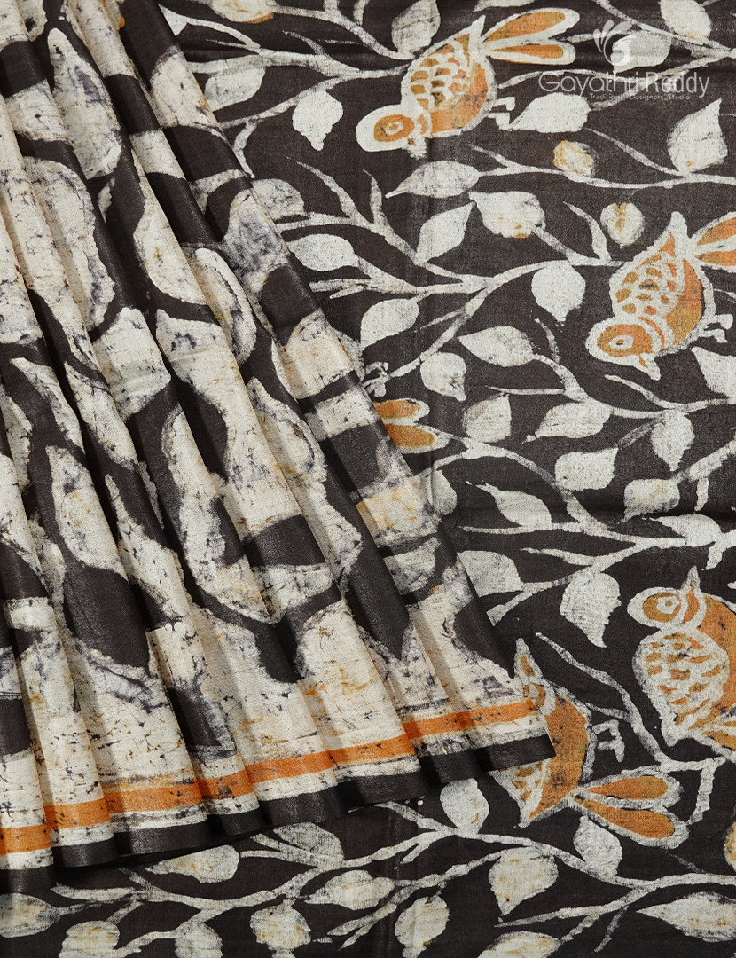 PURE DESI TUSSAR PRINTED SAREE-TS1583
