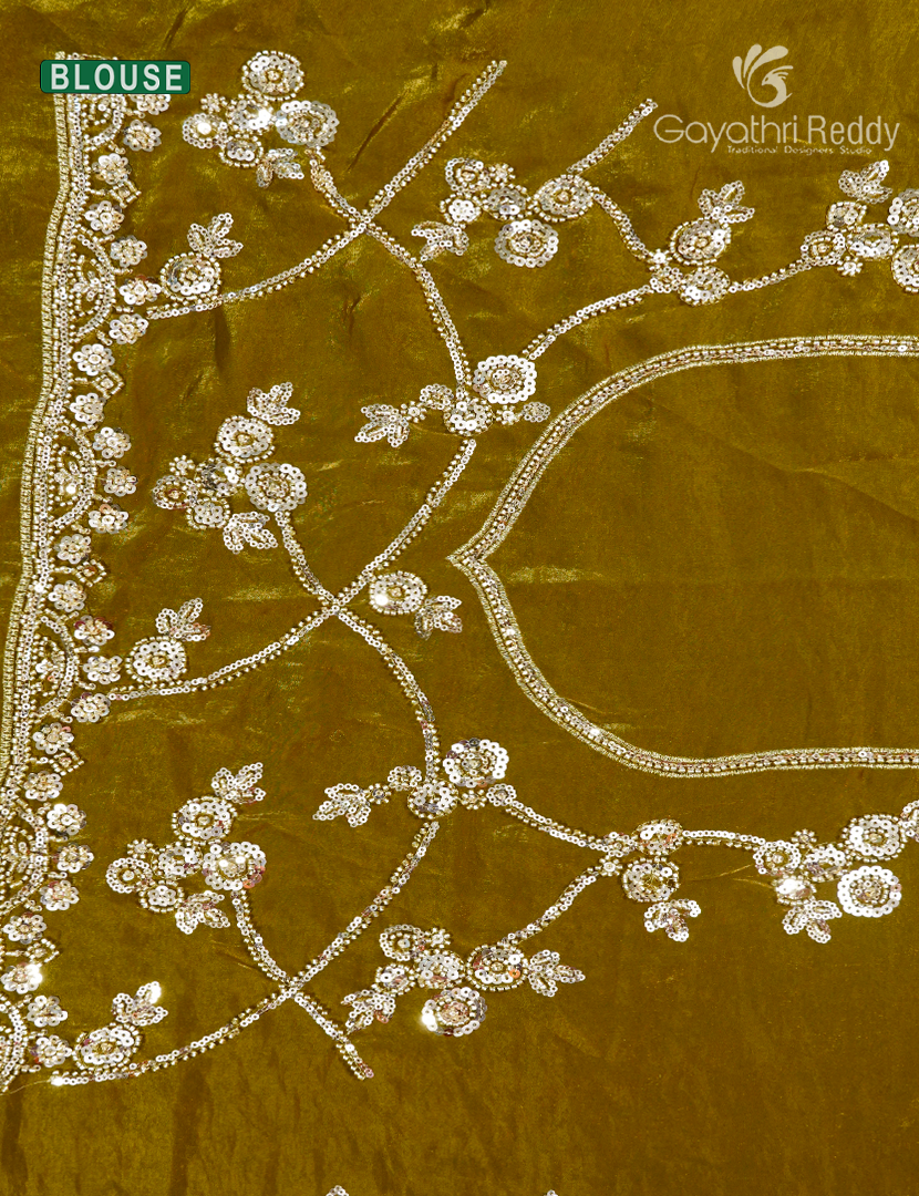 Tissue Fancy Saree in Mehendi Green