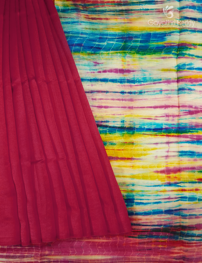 Pure Dupion Digital Print Saree in Rani Pink