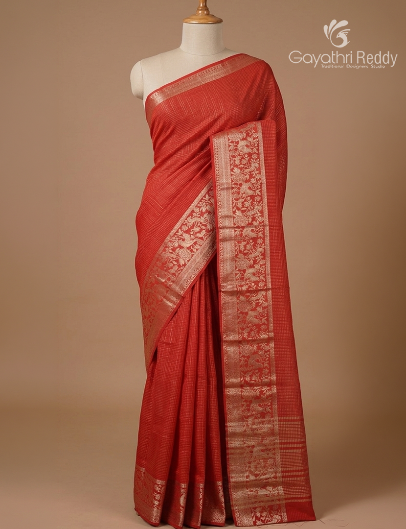 Semi Mysore Crepe Saree in Bridal Red
