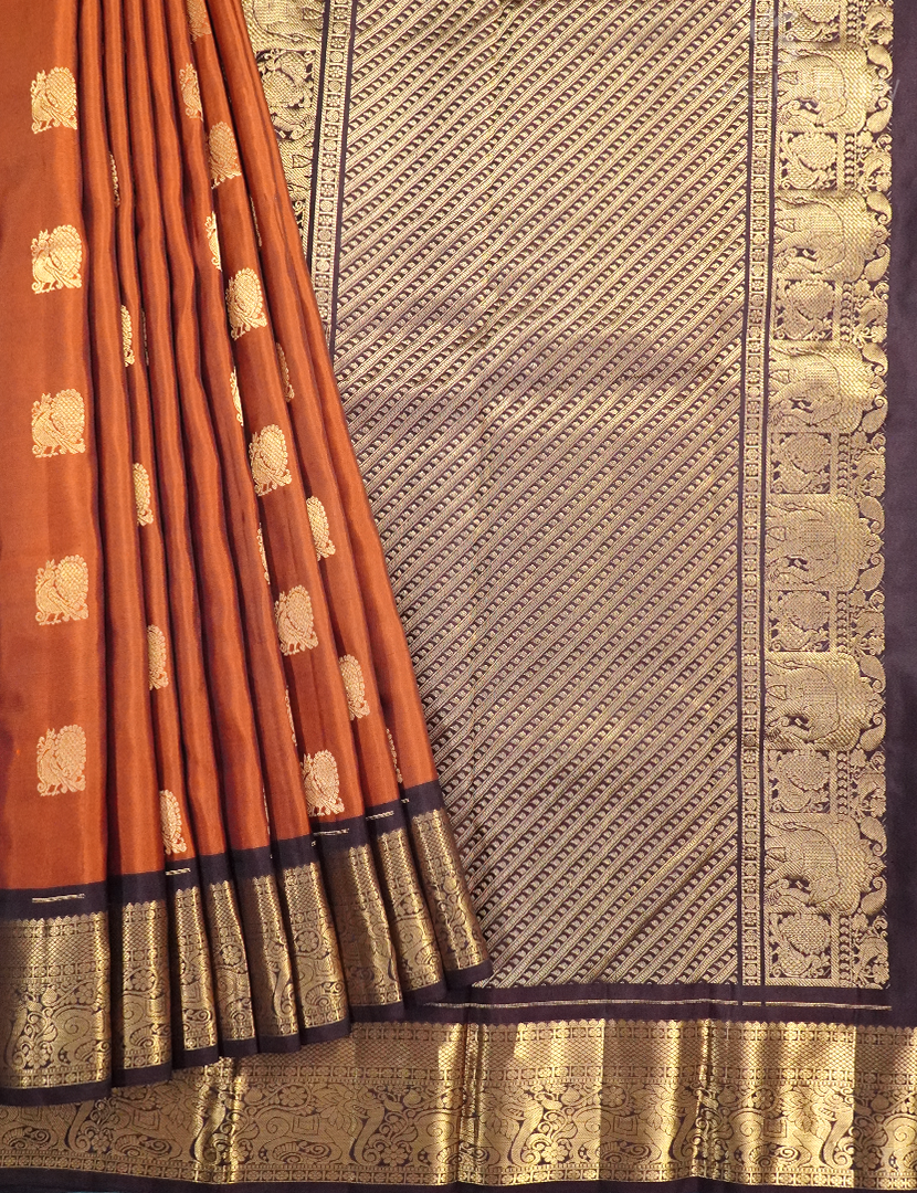 PURE KANCHI PATTU MEDIUM BORDER SAREE -KP8363