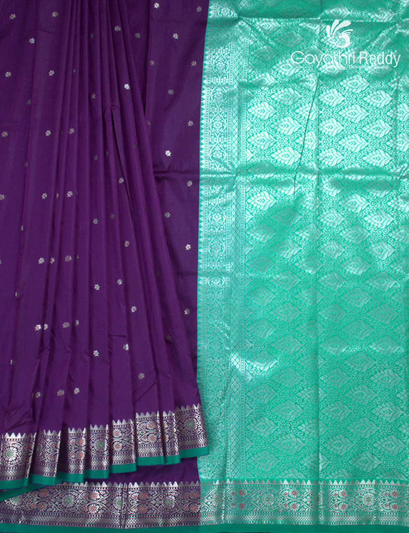 Semi Banaras Katan Silk Saree in Deep Violet