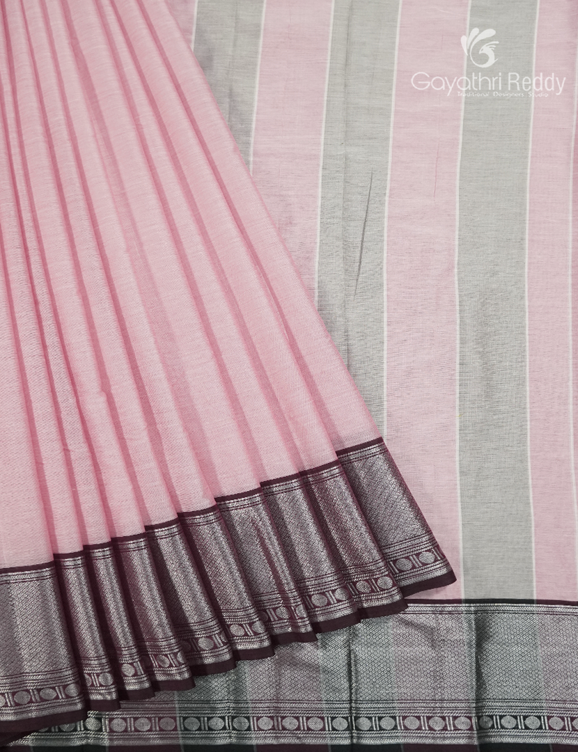 Pure Narayanpet Cotton Saree in Baby Pink