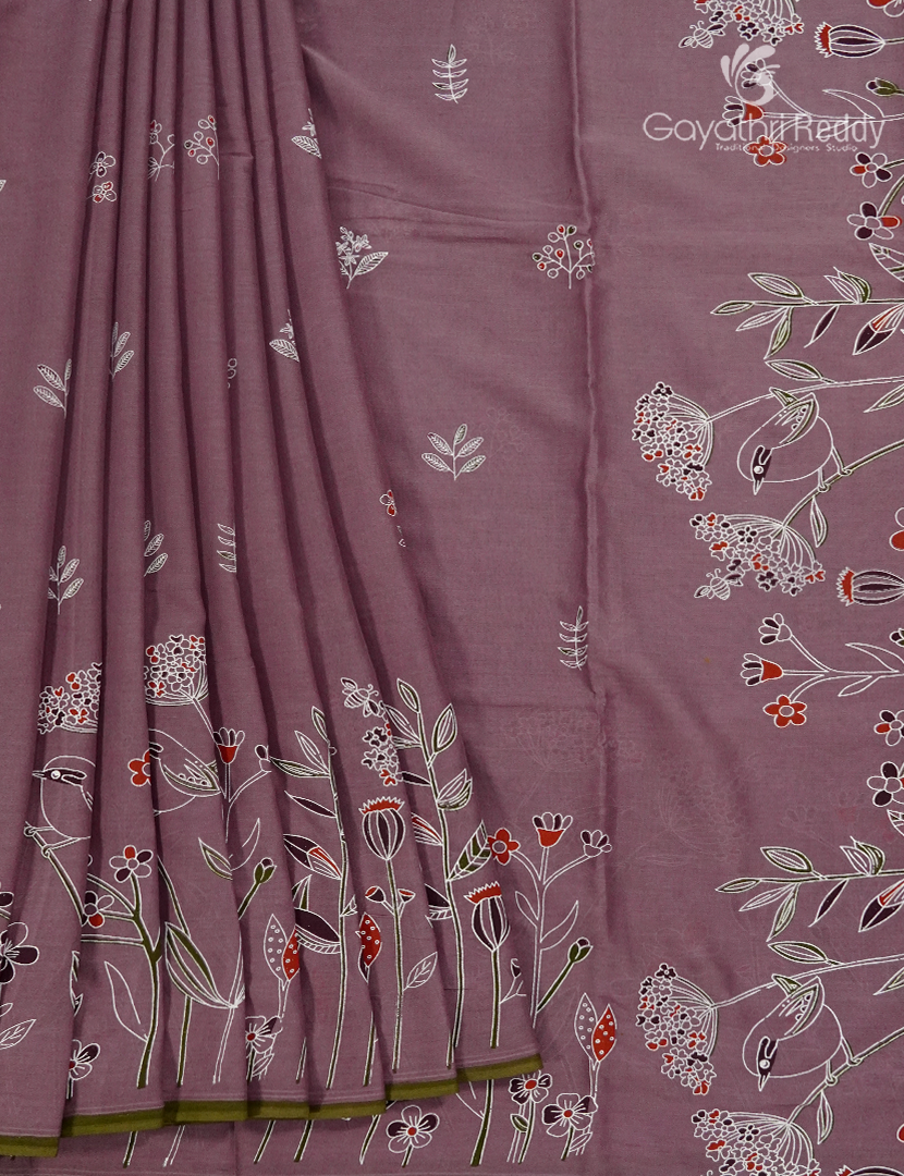 Pure MulMul Cotton Saree in Mauve Pink