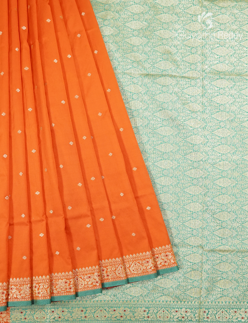 Semi Katan Silk Saree in Orange