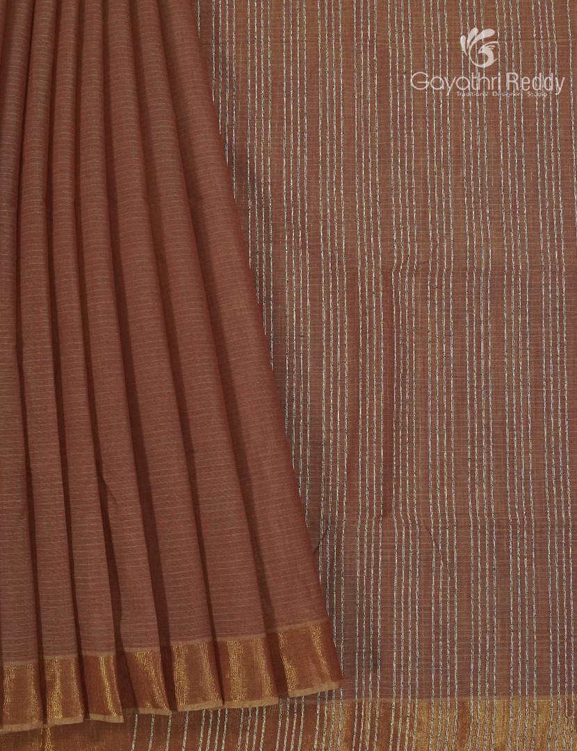 Pure Handloom Cotton Saree in Brown