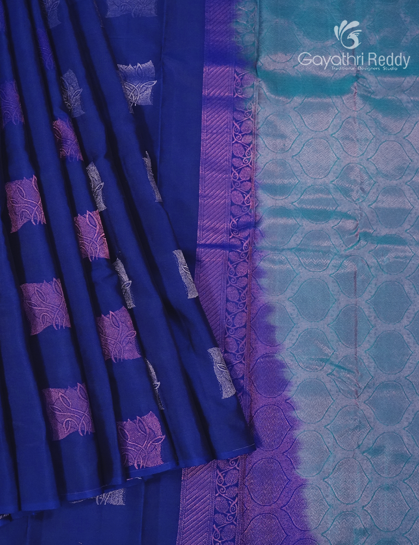 Pure Kanchipuram Silk Saree in Blue ( Butta Style )