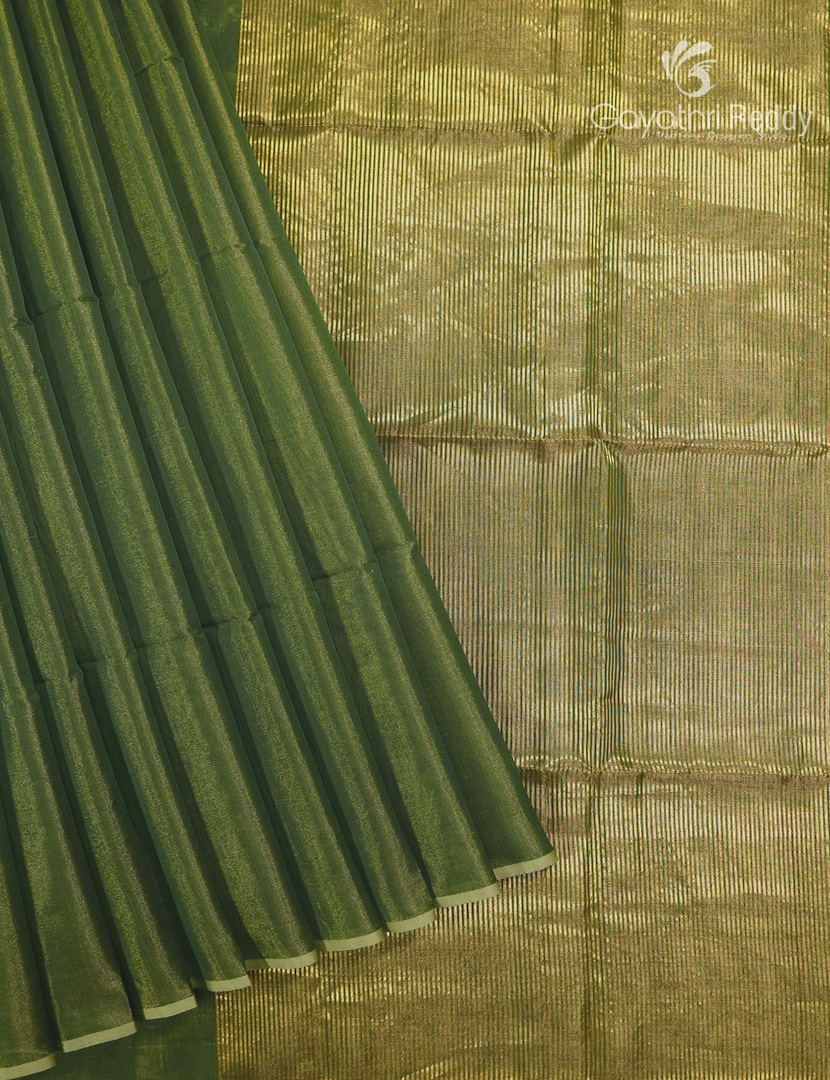 Pure Chanderi Sico Saree in Mehendi Green