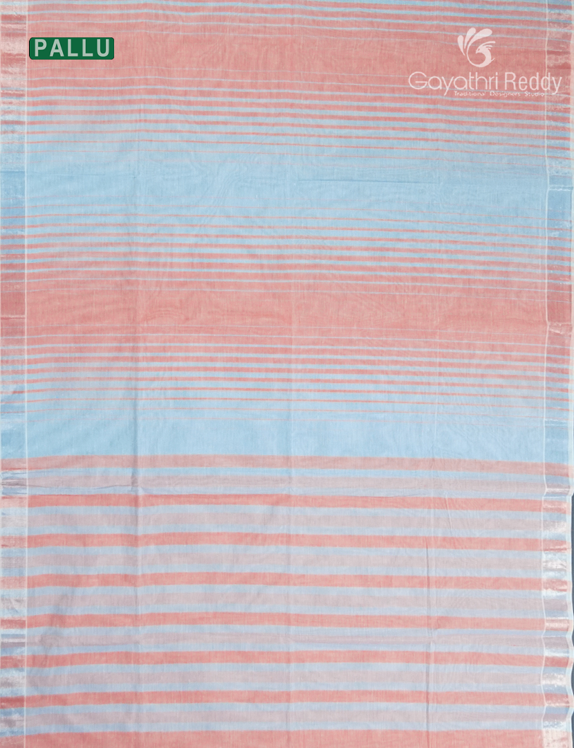 Pure Handloom Cotton Saree in Powder Blue and Peach