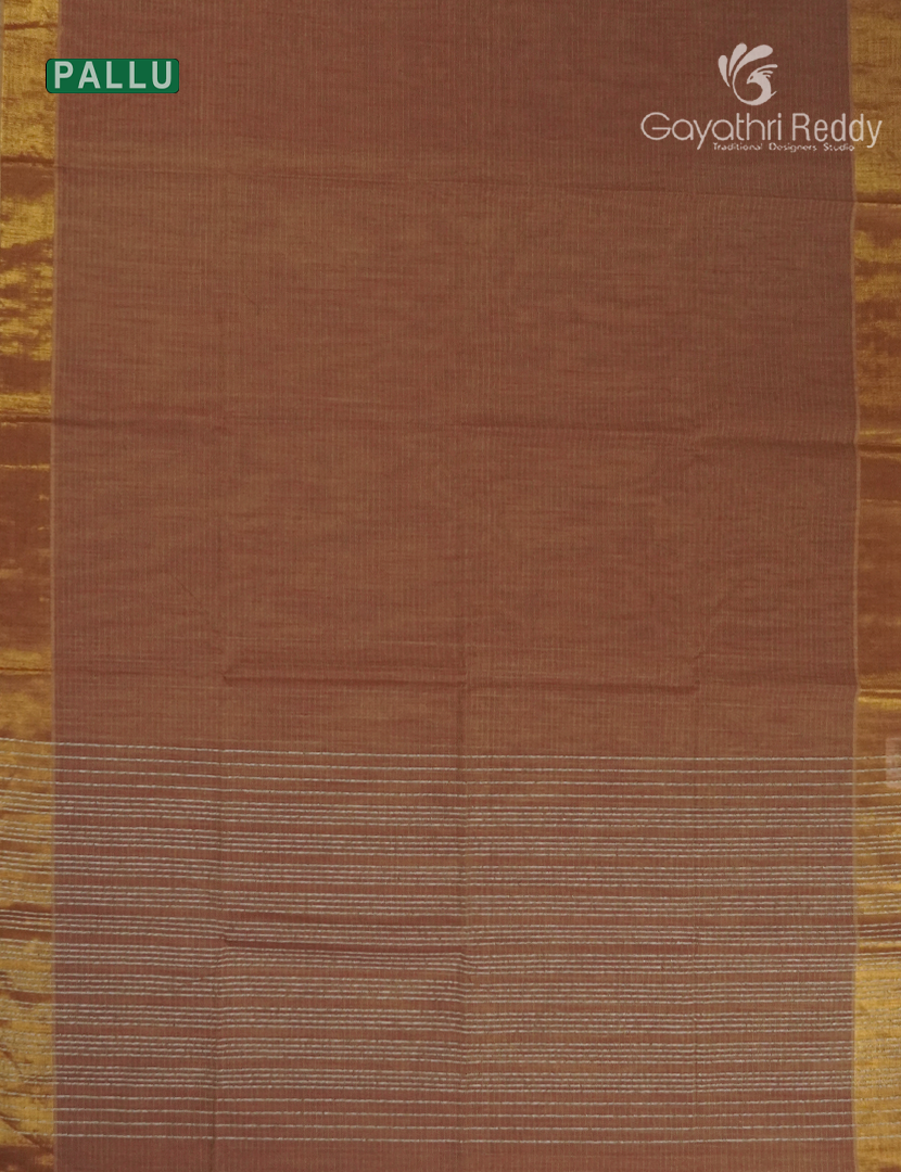 Pure Handloom Cotton Saree in Brown