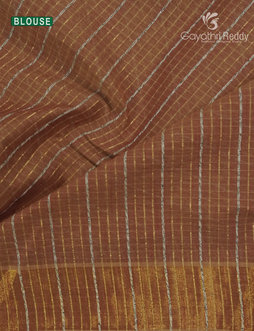 Pure Handloom Cotton Saree in Brown