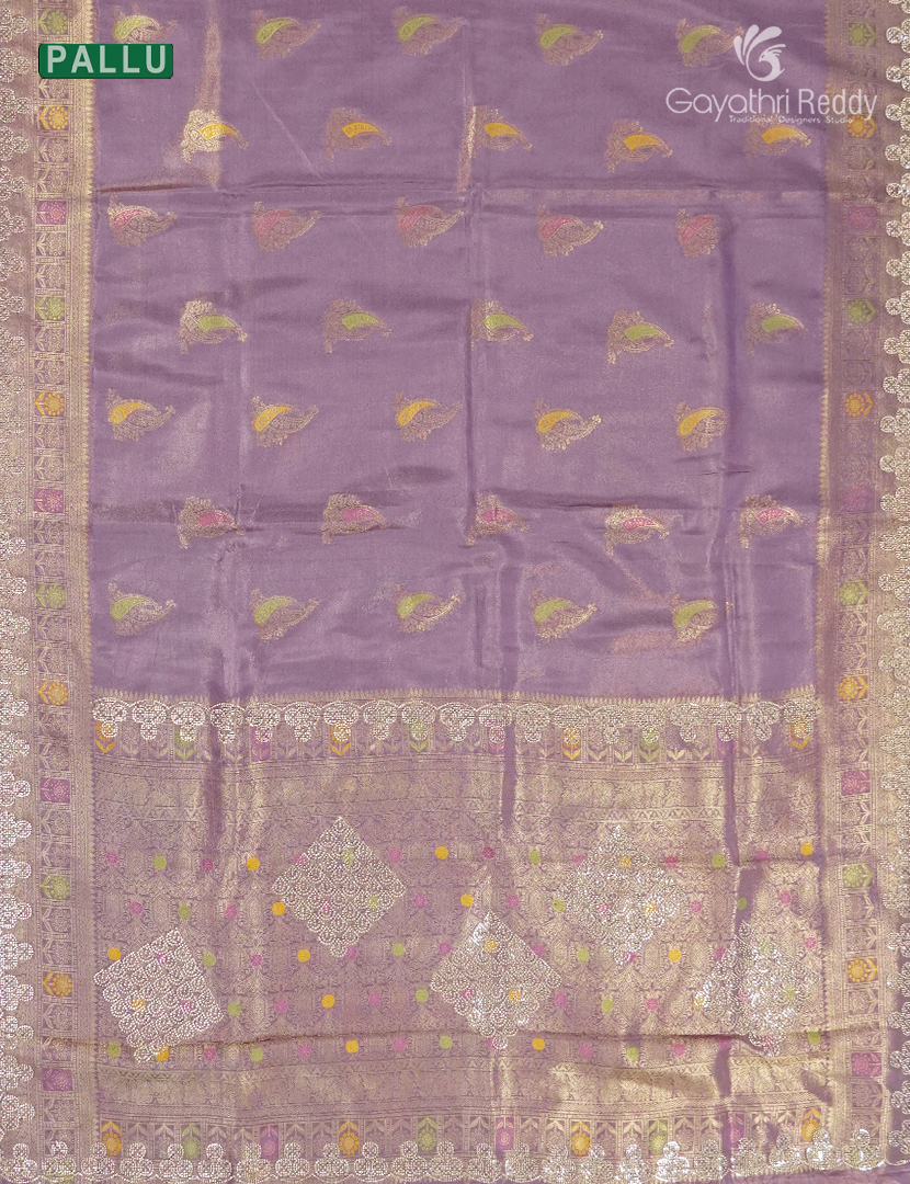 Semi Kanchipuram Silk Fancy Saree in Purple