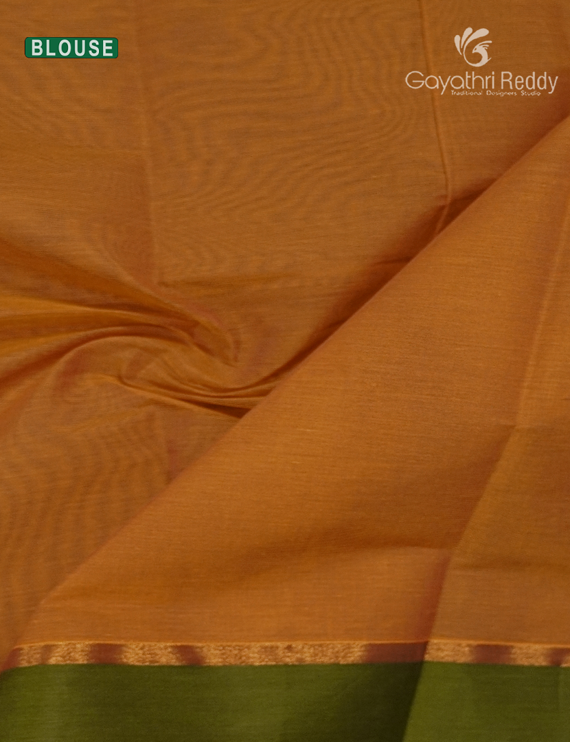Pure Kanchi Cotton Saree in Orange