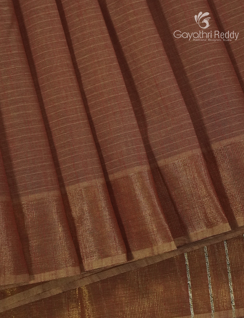 Pure Handloom Cotton Saree in Brown