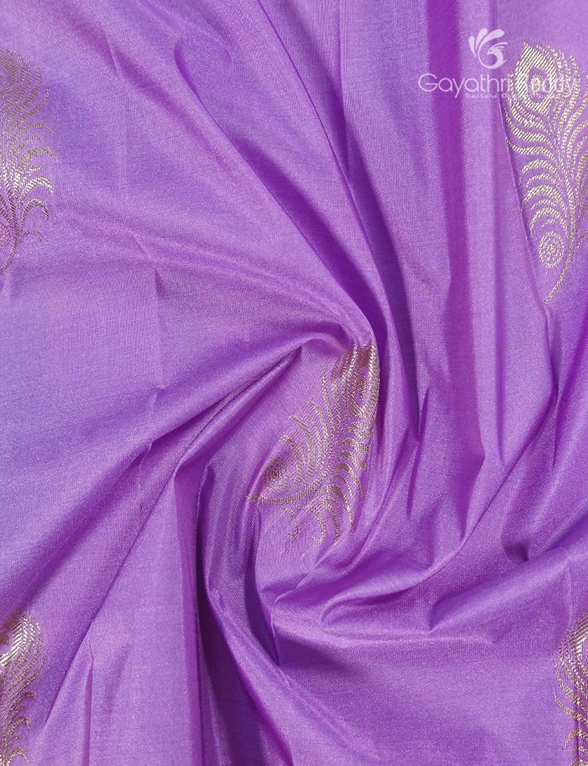 Semi Kanchipuram Silk Saree in Lavender and Yellow