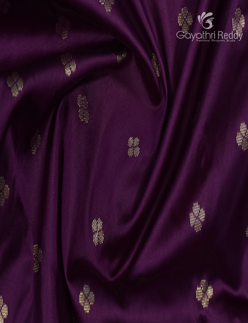 Semi Banaras Katan Silk Saree in Deep Violet and Parrot Green
