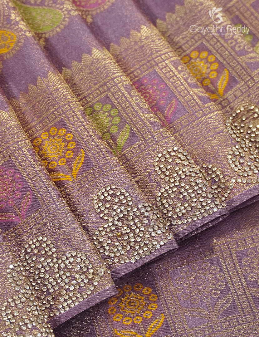 Semi Kanchipuram Silk Fancy Saree in Purple