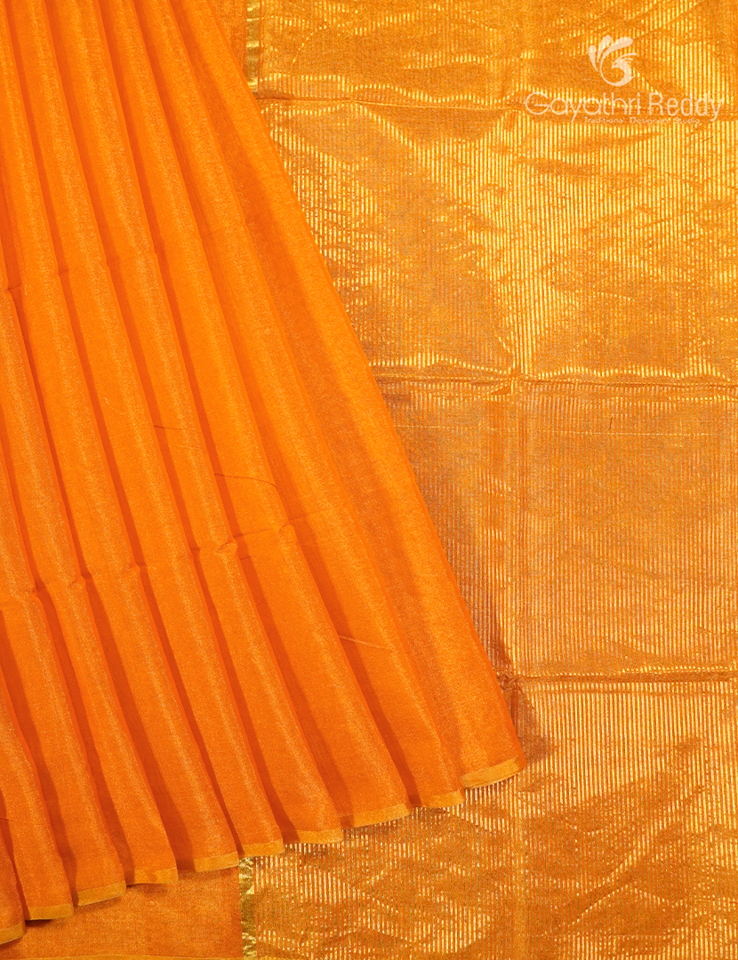 Pure Chanderi Sico Saree in Tangerine