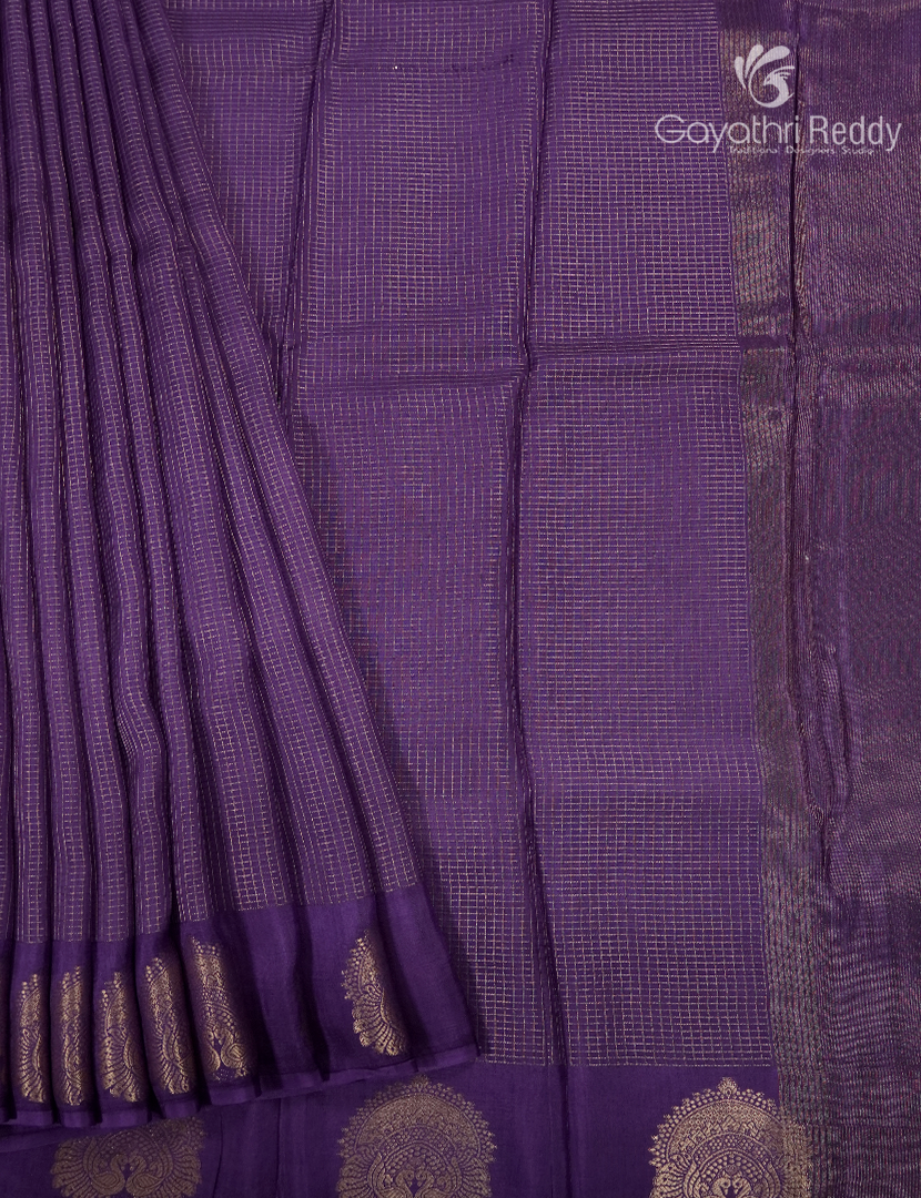 Semi Mysore Crepe Saree in Purple