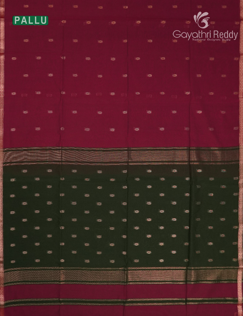 Kanchipuram Sico Saree in Rani Pink and Bottle Green