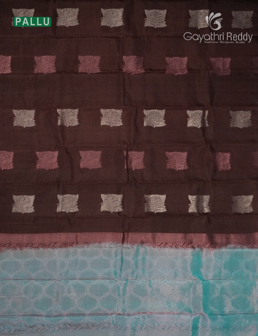 Pure Kanchipuram Silk Saree in Brown ( Butta Style )