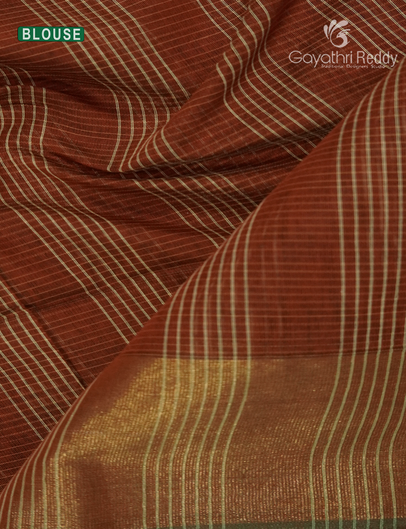 Semi Ikat Sico Saree in Rust
