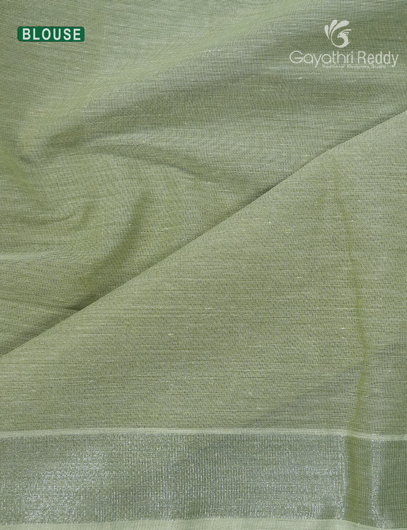 Pure Handloom Cotton Saree in Pista Green and Peach