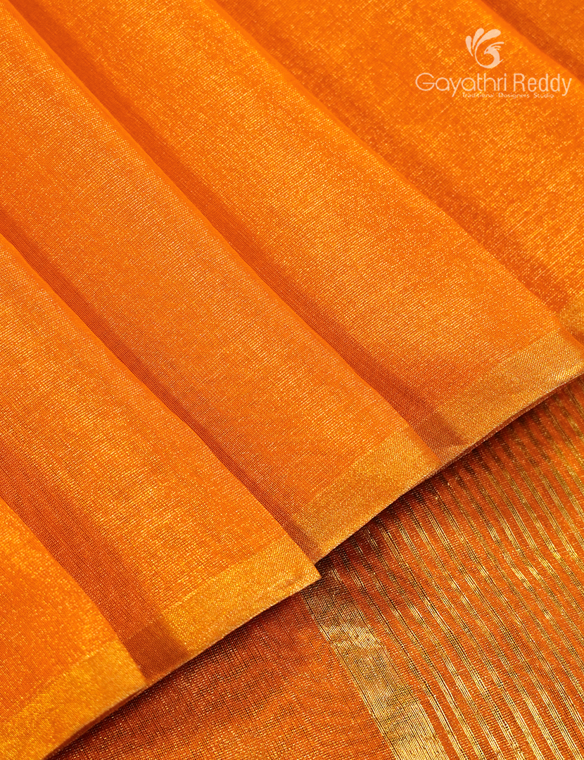 Pure Chanderi Sico Saree in Tangerine