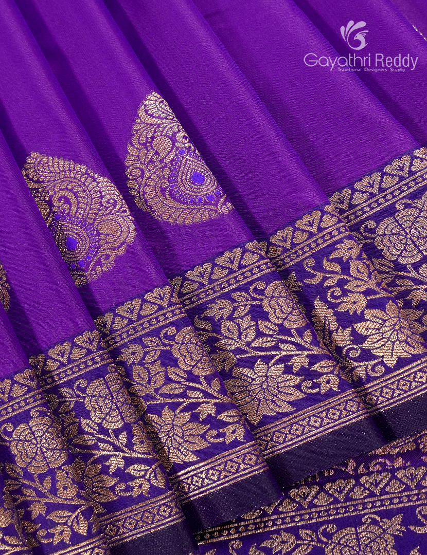 Semi Kanchipuram Art Silk Saree in Purple